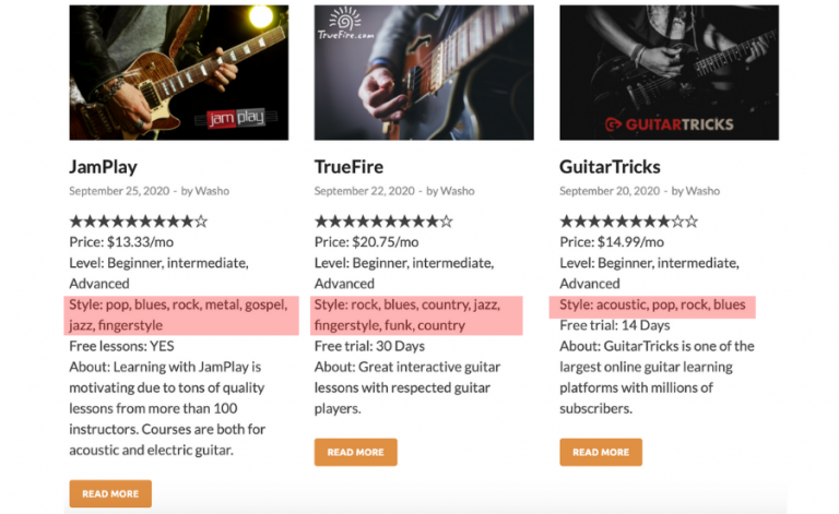 Best music courses - guitar category