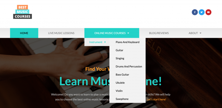 Best Music Courses Menu